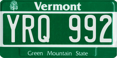 VT license plate YRQ992