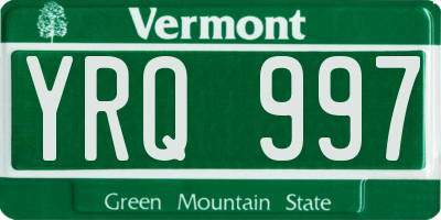 VT license plate YRQ997