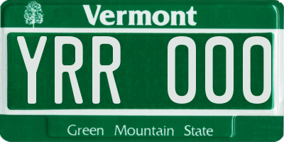 VT license plate YRR000
