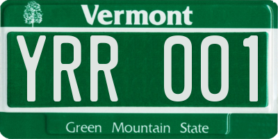 VT license plate YRR001