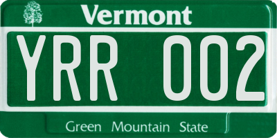 VT license plate YRR002