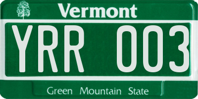 VT license plate YRR003