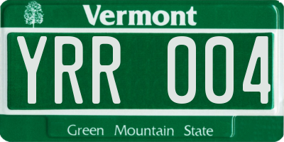 VT license plate YRR004