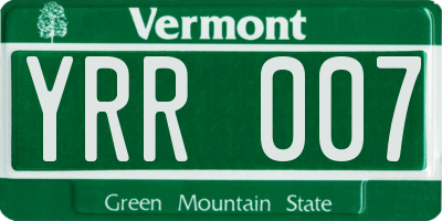 VT license plate YRR007