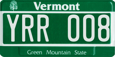 VT license plate YRR008
