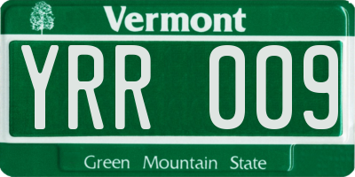 VT license plate YRR009