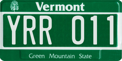VT license plate YRR011