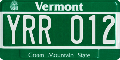 VT license plate YRR012