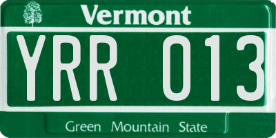 VT license plate YRR013