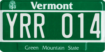 VT license plate YRR014