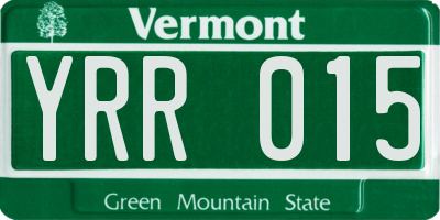 VT license plate YRR015