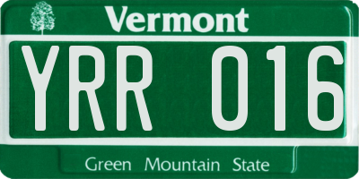 VT license plate YRR016