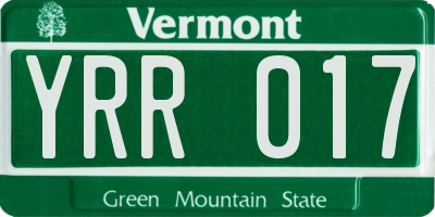 VT license plate YRR017