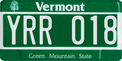 VT license plate YRR018