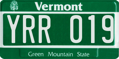 VT license plate YRR019