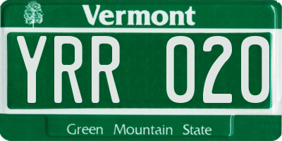 VT license plate YRR020