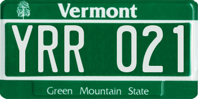 VT license plate YRR021