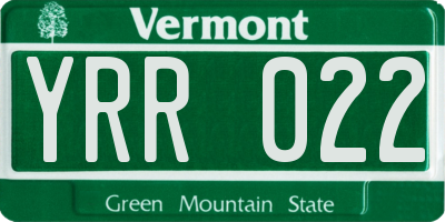 VT license plate YRR022