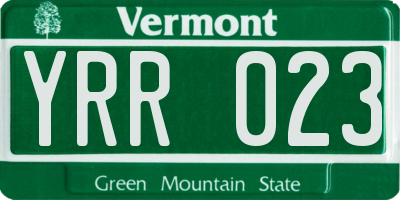 VT license plate YRR023