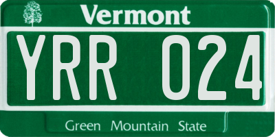 VT license plate YRR024