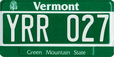 VT license plate YRR027