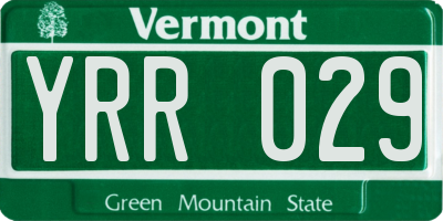 VT license plate YRR029
