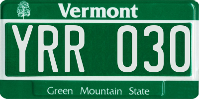 VT license plate YRR030