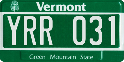 VT license plate YRR031