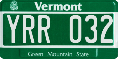 VT license plate YRR032