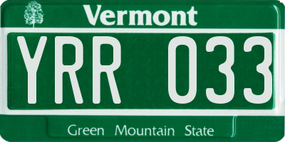 VT license plate YRR033