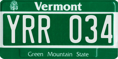 VT license plate YRR034