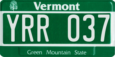 VT license plate YRR037