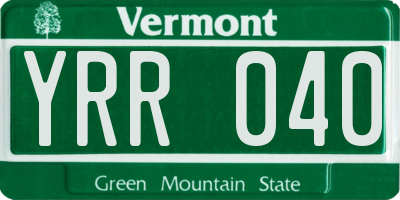 VT license plate YRR040