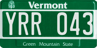 VT license plate YRR043