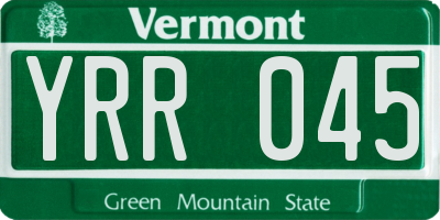 VT license plate YRR045