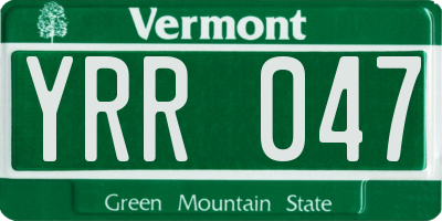 VT license plate YRR047