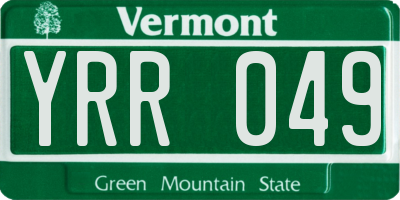 VT license plate YRR049