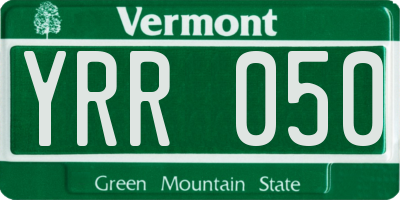 VT license plate YRR050