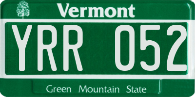 VT license plate YRR052