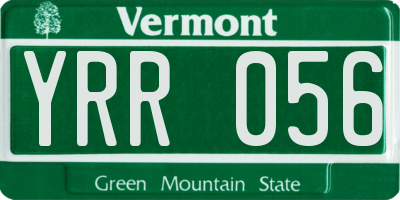 VT license plate YRR056