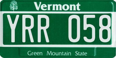 VT license plate YRR058