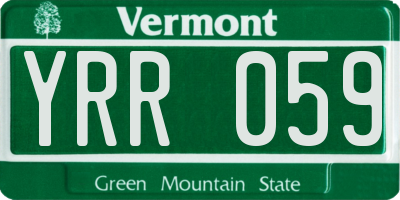VT license plate YRR059