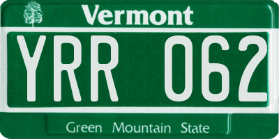 VT license plate YRR062