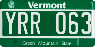 VT license plate YRR063