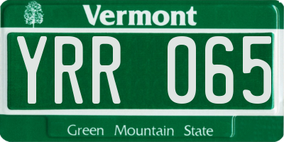 VT license plate YRR065