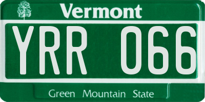 VT license plate YRR066