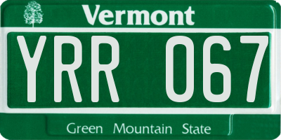 VT license plate YRR067