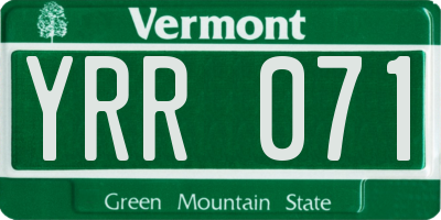 VT license plate YRR071
