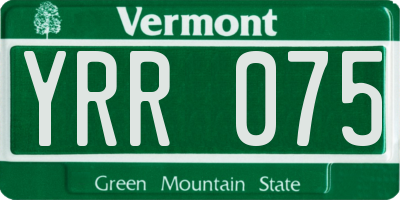 VT license plate YRR075