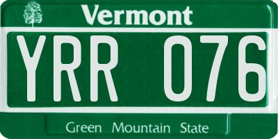 VT license plate YRR076
